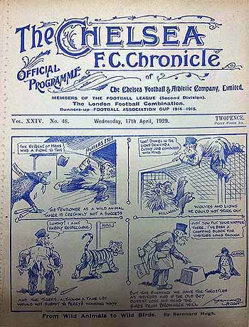 programme cover for Chelsea v West Bromwich Albion, Wednesday, 17th Apr 1929