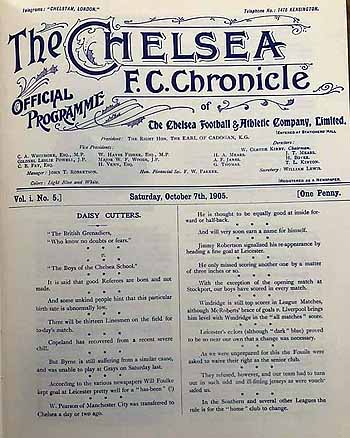 programme cover for Chelsea v First, Saturday, 7th Oct 1905