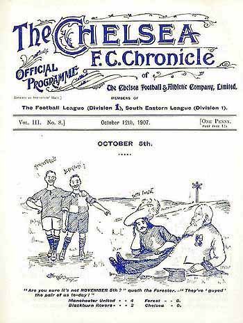 programme cover for Chelsea v Bolton Wanderers, 12th Oct 1907