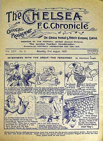 programme cover for Chelsea v Nottingham Forest, 31st Aug 1929