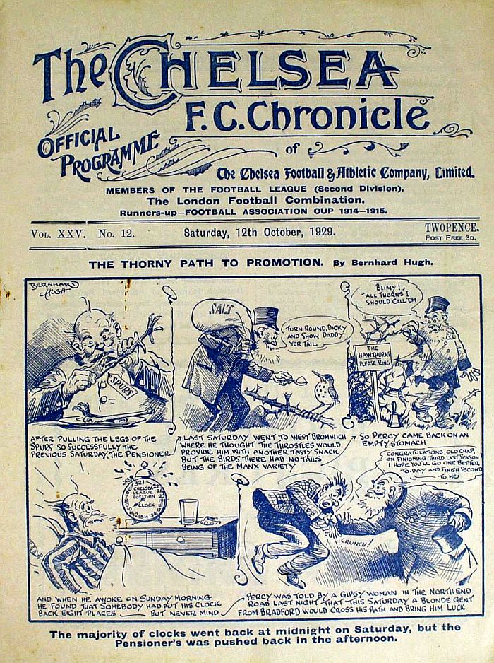 programme cover for Chelsea v Bradford Park Avenue, 12th Oct 1929