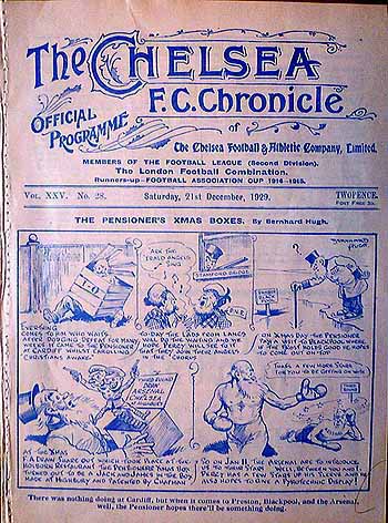programme cover for Chelsea v Preston North End, 21st Dec 1929