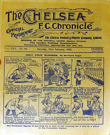 programme cover for Chelsea v Notts County, 22nd Feb 1930