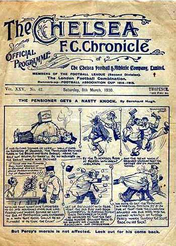 programme cover for Chelsea v Charlton Athletic, 8th Mar 1930