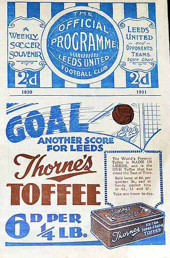 programme cover for Leeds United v Chelsea, Saturday, 22nd Nov 1930