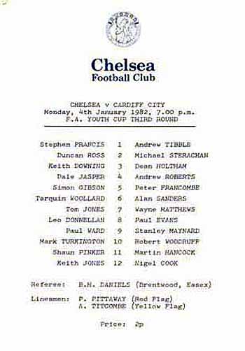 programme cover for Chelsea v Cardiff City, 4th Jan 1982