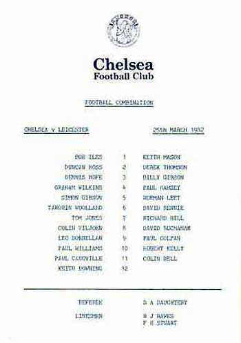 programme cover for Chelsea v Leicester City, 25th Mar 1982
