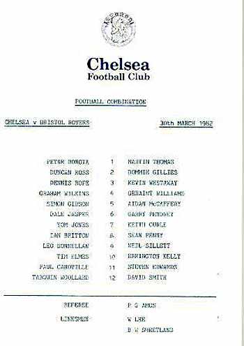 programme cover for Chelsea v Bristol Rovers, Tuesday, 30th Mar 1982