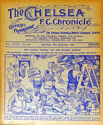 programme cover for Chelsea v Birmingham, Saturday, 19th Dec 1931