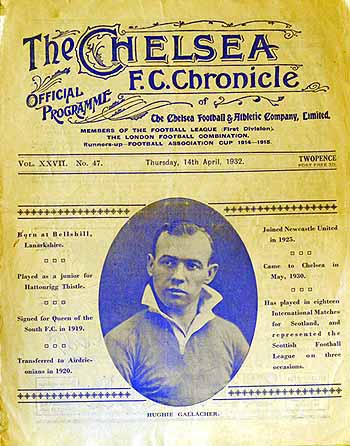 programme cover for Chelsea v Sunderland, 2nd Mar 1932