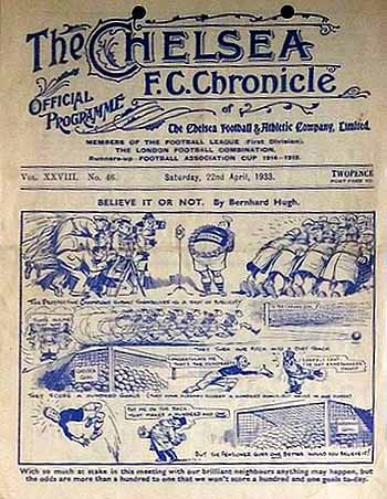 programme cover for Chelsea v Arsenal, Saturday, 22nd Apr 1933