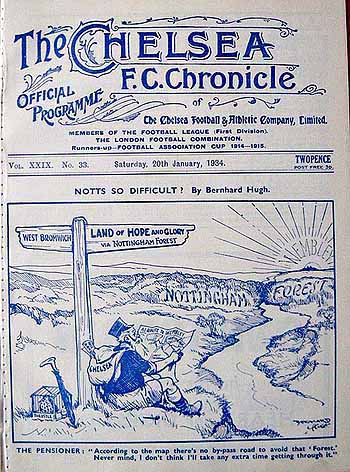 programme cover for Chelsea v Sheffield United, 20th Jan 1934