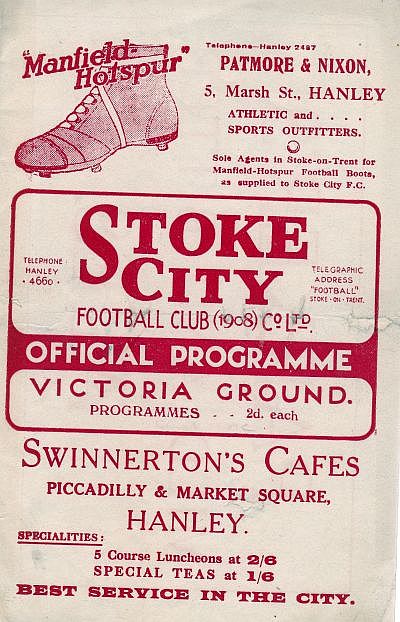 programme cover for Stoke City v Chelsea, 17th Feb 1934