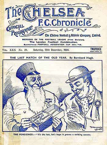 programme cover for Chelsea v Derby County, 29th Dec 1934