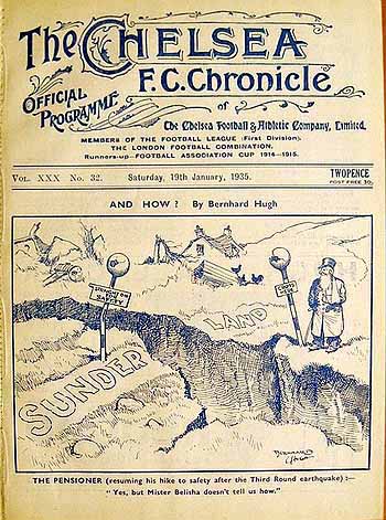 programme cover for Chelsea v Sunderland, 19th Jan 1935