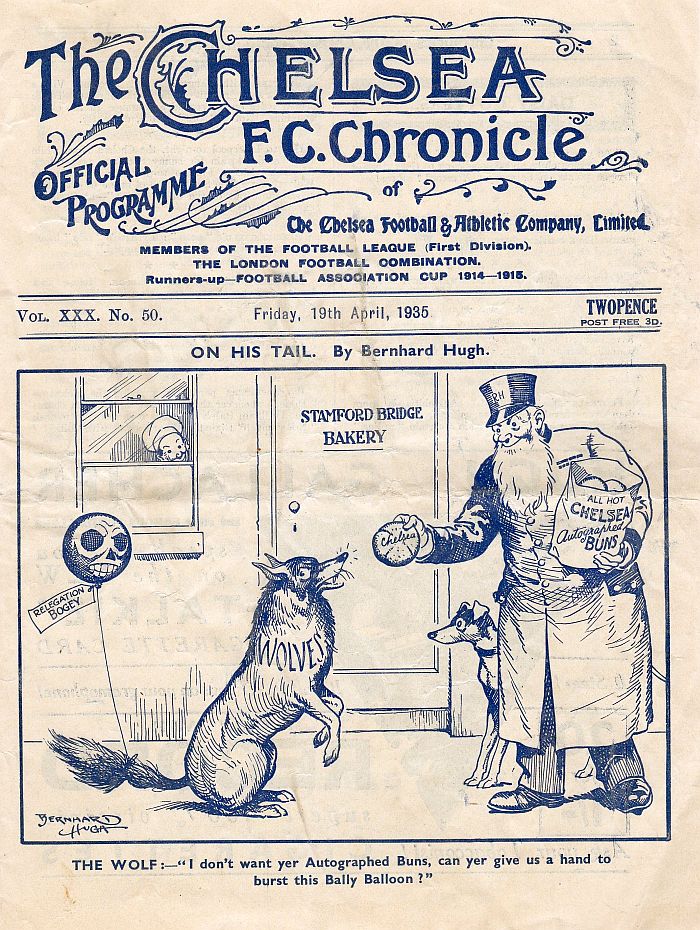 programme cover for Chelsea v Wolverhampton Wanderers, Friday, 19th Apr 1935