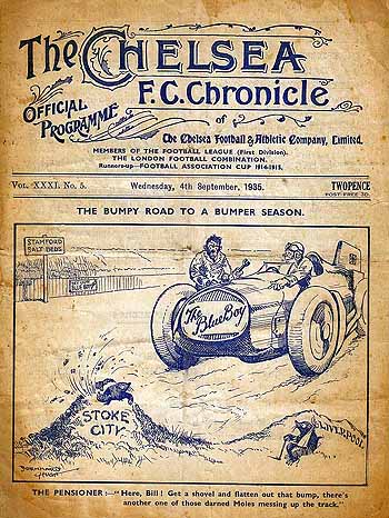 programme cover for Chelsea v Stoke City, 4th Sep 1935