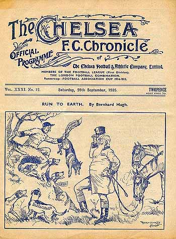 programme cover for Chelsea v Sunderland, Saturday, 28th Sep 1935
