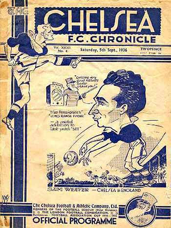 programme cover for Chelsea v Birmingham, Saturday, 5th Sep 1936