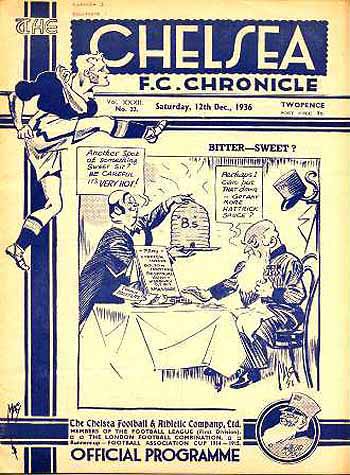 programme cover for Chelsea v Brentford, Saturday, 12th Dec 1936