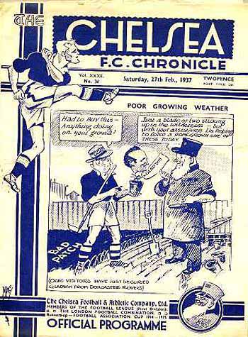 programme cover for Chelsea v Manchester United, Saturday, 27th Feb 1937