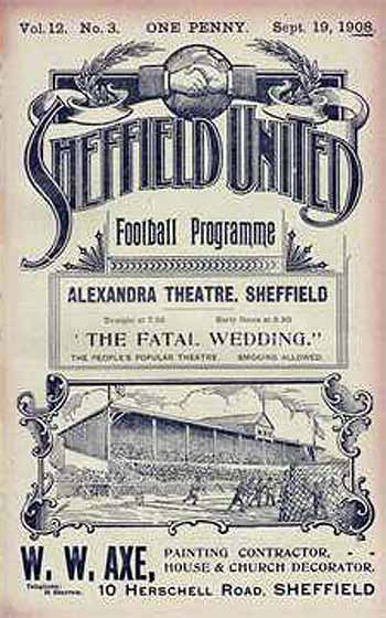 programme cover for Sheffield United v Chelsea, 19th Sep 1908