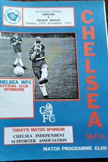 programme cover for Chelsea v Palace Eagles, Sunday, 14th Nov 1993
