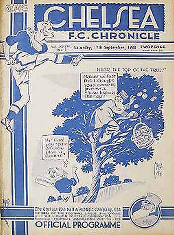programme cover for Chelsea v Birmingham, Saturday, 17th Sep 1938