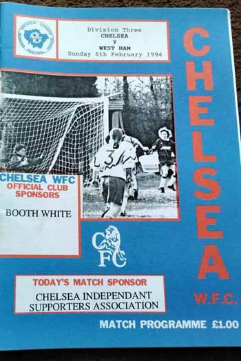 programme cover for Chelsea v West Ham United, Sunday, 6th Feb 1994