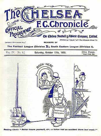 programme cover for Chelsea v The Wednesday, 17th Oct 1908