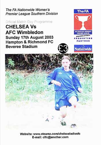 programme cover for Chelsea v AFC Wimbledon, Sunday, 17th Aug 2003