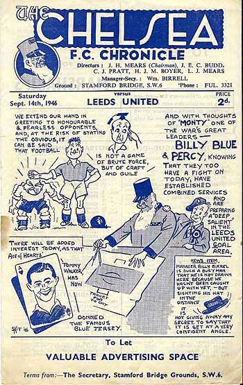 programme cover for Chelsea v Leeds United, Saturday, 14th Sep 1946