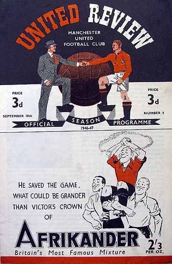 programme cover for Manchester United v Chelsea, Wednesday, 18th Sep 1946