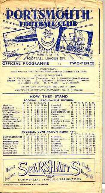 programme cover for Portsmouth v Chelsea, Saturday, 19th Oct 1946