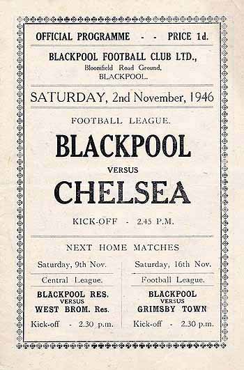 programme cover for Blackpool v Chelsea, Saturday, 2nd Nov 1946