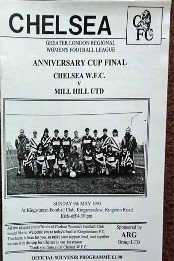 programme cover for Mill Hill Utd v Chelsea, Sunday, 9th May 1993