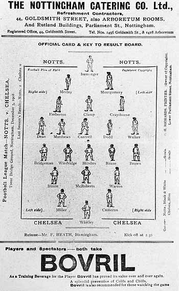 programme cover for Notts County v Chelsea, 5th Dec 1908