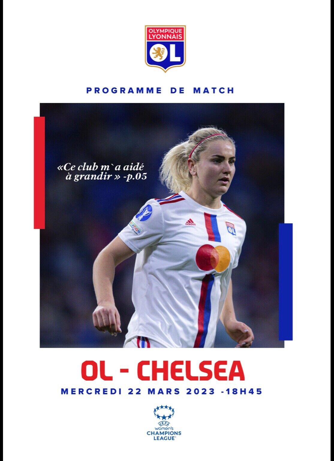 programme cover for Lyon v Chelsea, Wednesday, 22nd Mar 2023