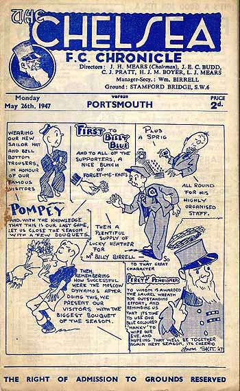 programme cover for Chelsea v Portsmouth, Monday, 26th May 1947