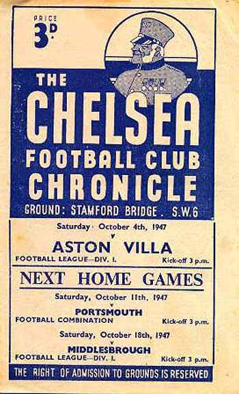 programme cover for Chelsea v Aston Villa, Saturday, 4th Oct 1947