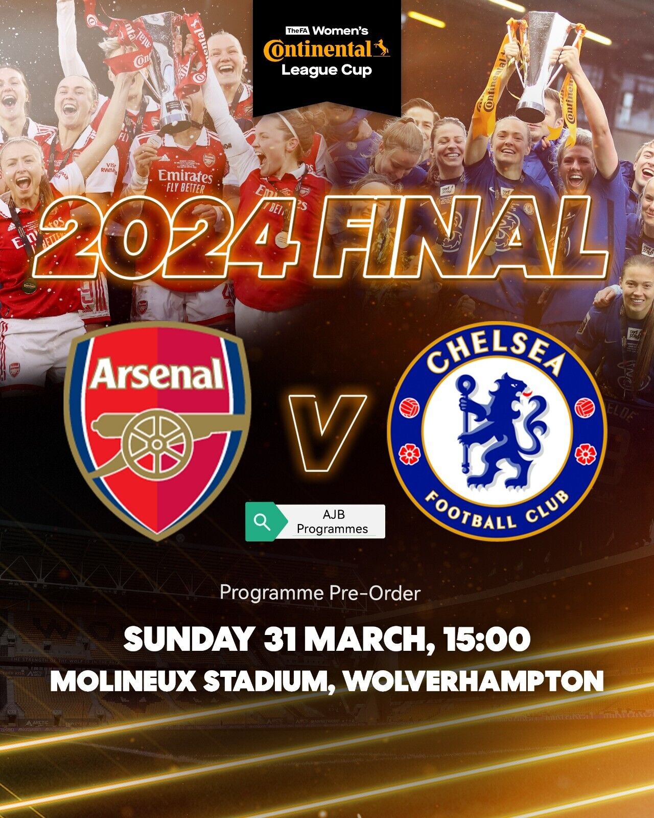 programme cover for Arsenal v Chelsea, Sunday, 31st Mar 2024