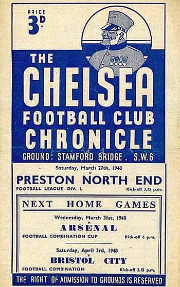 programme cover for Chelsea v Preston North End, Saturday, 27th Mar 1948