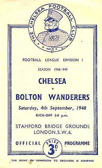 programme cover for Chelsea v Bolton Wanderers, 4th Sep 1948