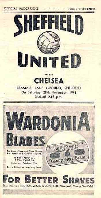 programme cover for Sheffield United v Chelsea, Saturday, 20th Nov 1948