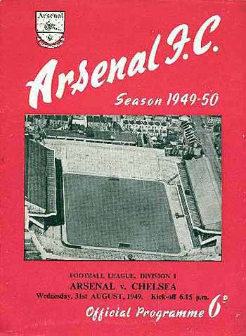programme cover for Arsenal v Chelsea, Wednesday, 31st Aug 1949