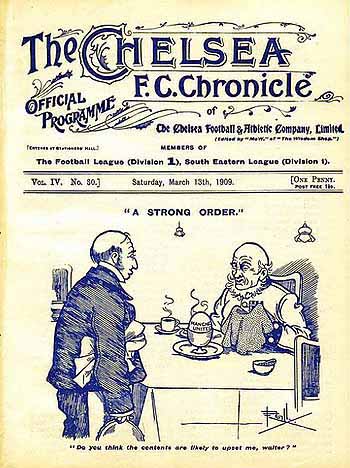 programme cover for Chelsea v Manchester United, Saturday, 13th Mar 1909
