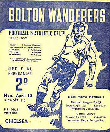 programme cover for Bolton Wanderers v Chelsea, Monday, 10th Apr 1950