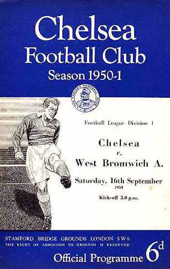 programme cover for Chelsea v West Bromwich Albion, Saturday, 16th Sep 1950