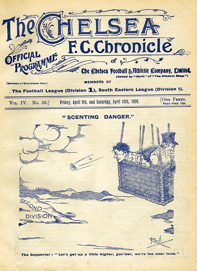 programme cover for Chelsea v Middlesbrough, Friday, 9th Apr 1909