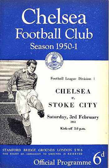 programme cover for Chelsea v Stoke City, Saturday, 3rd Feb 1951